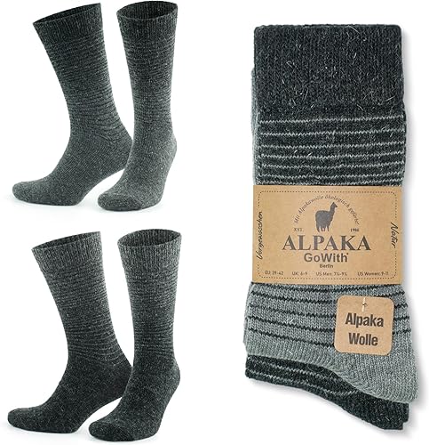 GoWith Alpaca Wool Socks for Men & Women, Alpaca-Merino Blend Warm Cozy Crew Socks, Thermal Regular-Fit Boot Socks