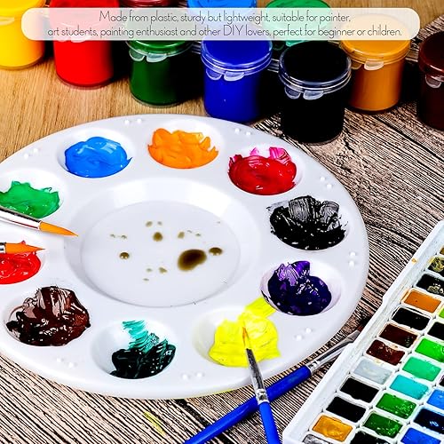 Miniatura 5 de FANDAMEI Paleta de Pintura, Bandejas de Pintura para Niños, Paletas de Pintura con 10 Cavidades para Adultos y Niños, Paletas Redondas de Pintura