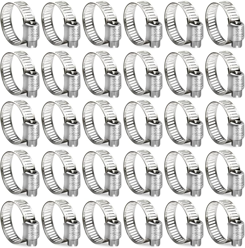 Abraçadeiras para Mangueira SDZONGES em Aço Inoxidável 304, 16–25 mm – Kit com 30 unidades