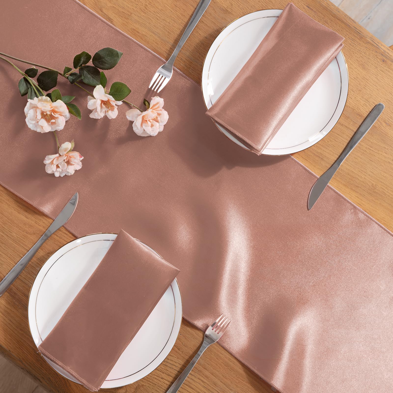 Satin-Tischläufer, 30,5 x 274,3 cm, glatter Seidenstoff, Tischläufer für Hochzeiten, Bankette, Partys, Geburtstage und Abschlussfeiern, 10 Stück