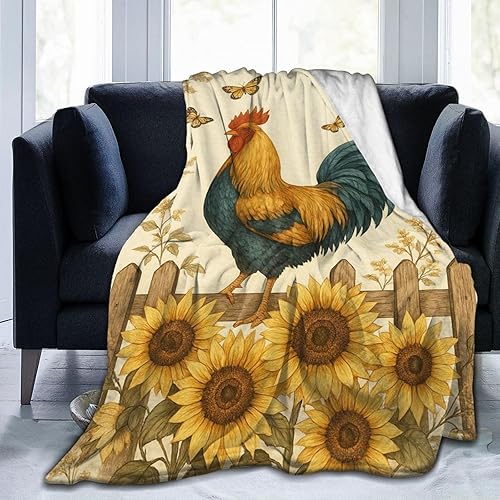 Miniatura 9 de Manta de pollo, manta de gallo, suave, cálida y acogedora felpa de pollo, ropa de cama de pollo, manta de gallos de animales de granja, regalos para