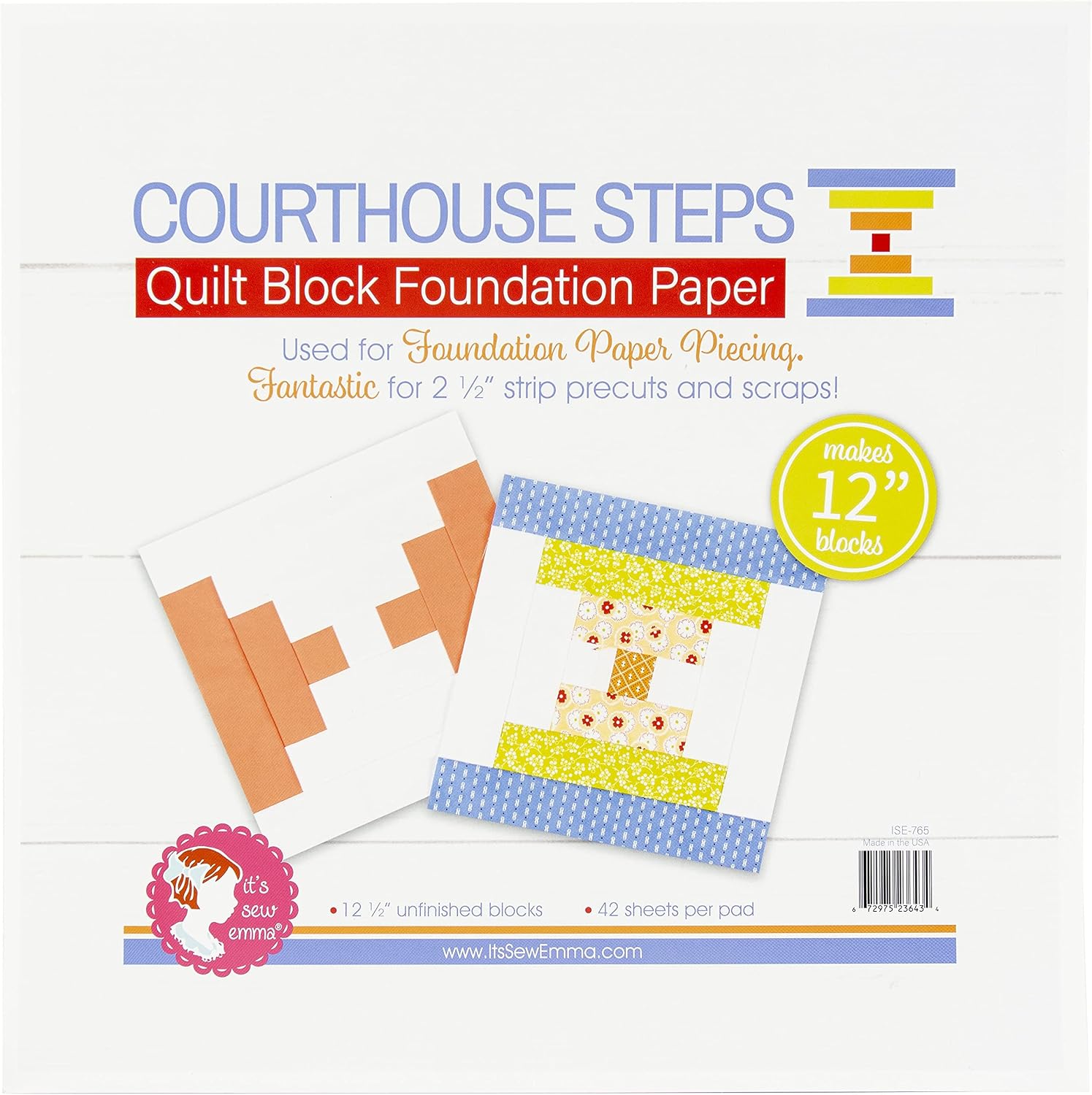 Courthouse Step 12 in Quilt Block Foundation Paper