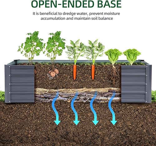 Miniatura 2 de Ohuhu Camas de jardín elevadas de metal para verduras, cajas elevadas de acero galvanizado reforzado extra grandes de 6 x 3 x 1.9 pies, jardinera