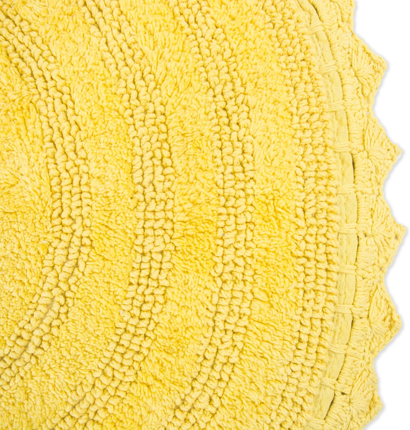 DII Crochet Collection Reversible Bath Mat, Round, 27.5" Diameter, Yellow : Everything Else