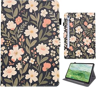 PU Tab Hülle Kompatibel mit Samsung Galaxy Tab S10 FE+ 13.1" Mit lebendigen Farben & Mustern, SchutzHülle, Ständer, Kratzfest und Auto-Wake/Sleep-Funktion, Grasschwarz