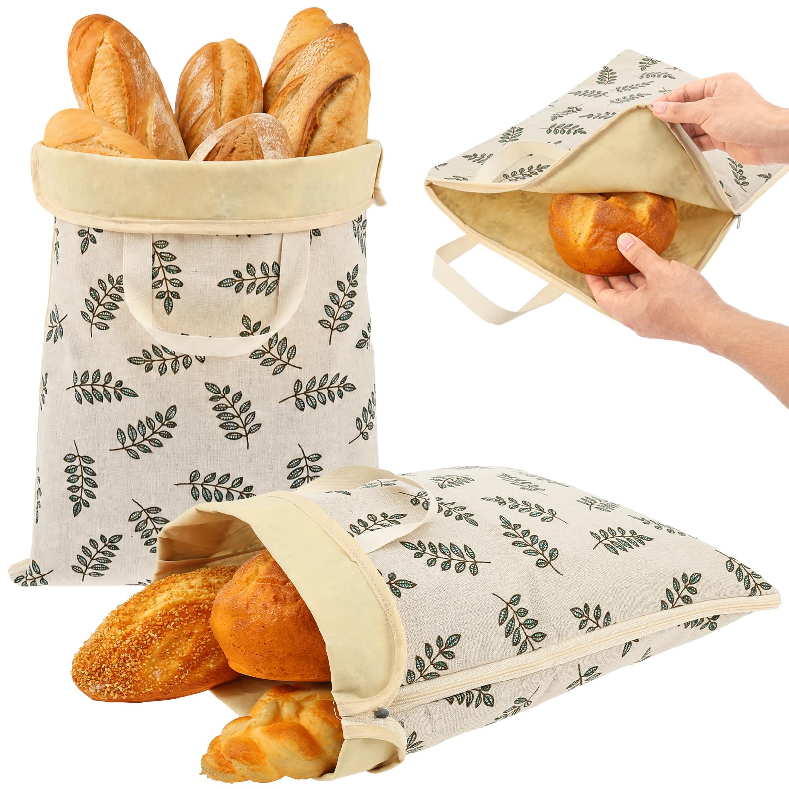 2Pcs Beeswax Sourdough Bag,Beeswax Bread Bag Zipper Reusable Linen Food Storage Bags to Keep Loaf Fresh for Homemade Sourdough Bakery Essentials,13x17inch (Style4)