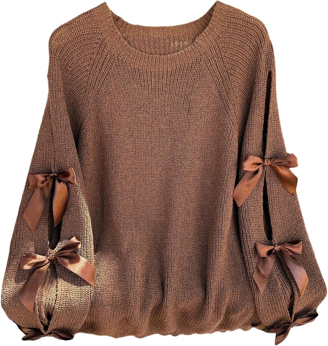 SOLY HUX Women's Plus Size Sweaters Pullover Bowknot Long Sleeve Crew Neck Knit Fall Tops