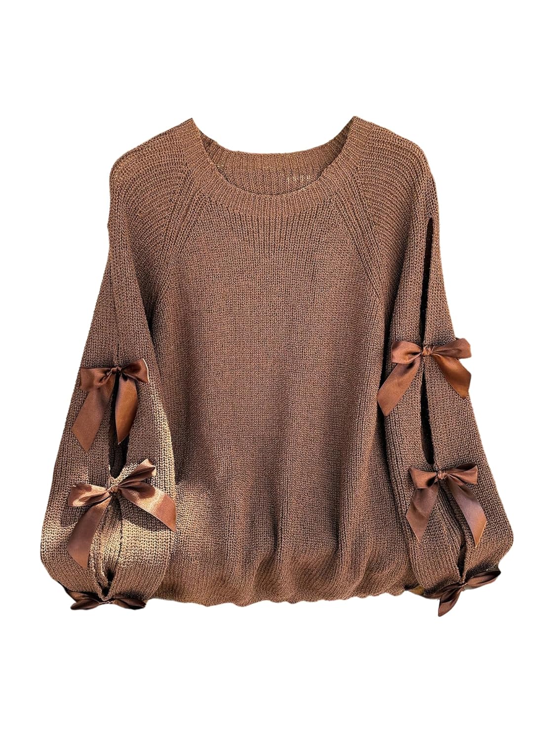 SOLY HUX Womens Plus Size Sweaters Pullover Bowknot Long Sleeve Crew Neck Knit Fall Tops