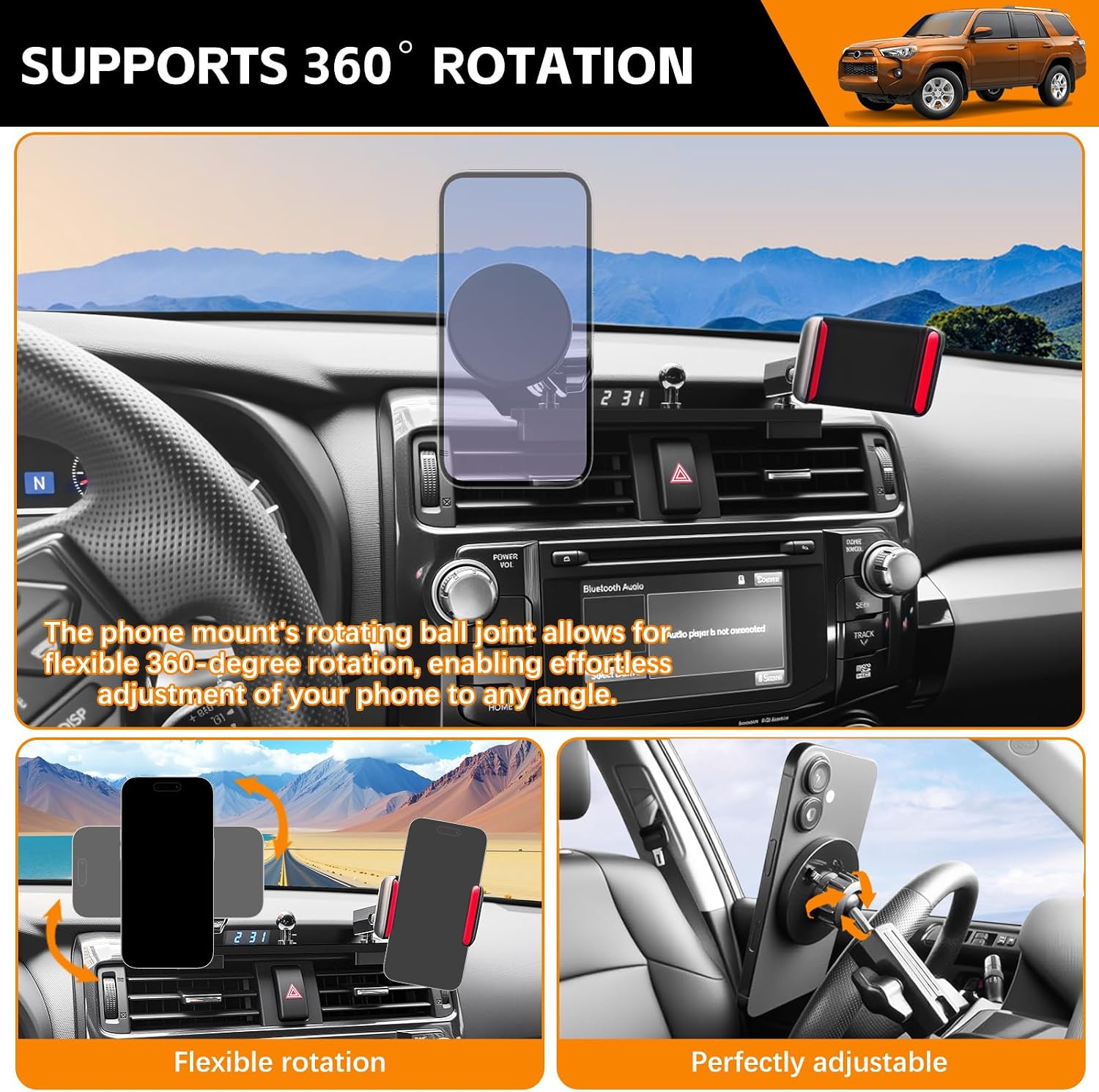 Metal Dashboard Phone Holder Compatible with 2010-2024 Toyota 4Runner Dashboard Magnet Phone Mount for 2023 Toyota 4Runner Accessories(4runner 2010-2024)
