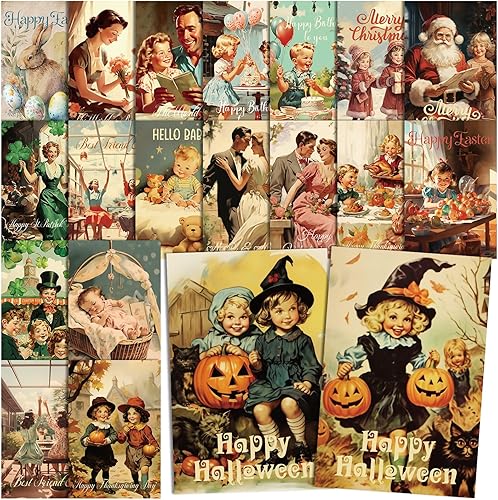 Nuanchu 80 tarjetas vintage para muchas ocasiones, de 4 x 6 pulgadas, tarjetas postales surtidas, tarjetas de felicitación, regalos para San