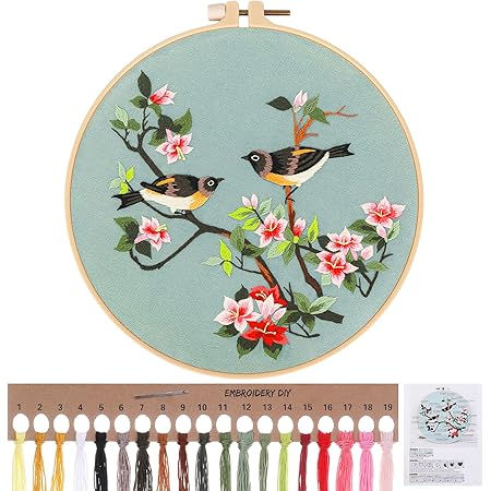 Kit Broderie De Noël Pour Débutants - Tissu Pré-imprimé, Cerceau, Fils Et Aiguilles Inclus - Activité Manuelle Créative - 10