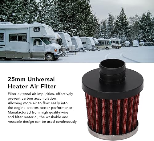 Miniatura 3 de Filtro de aire de entrada universal de 0.984 in, filtro de entrada de aire con abrazadera para calentador Webasto