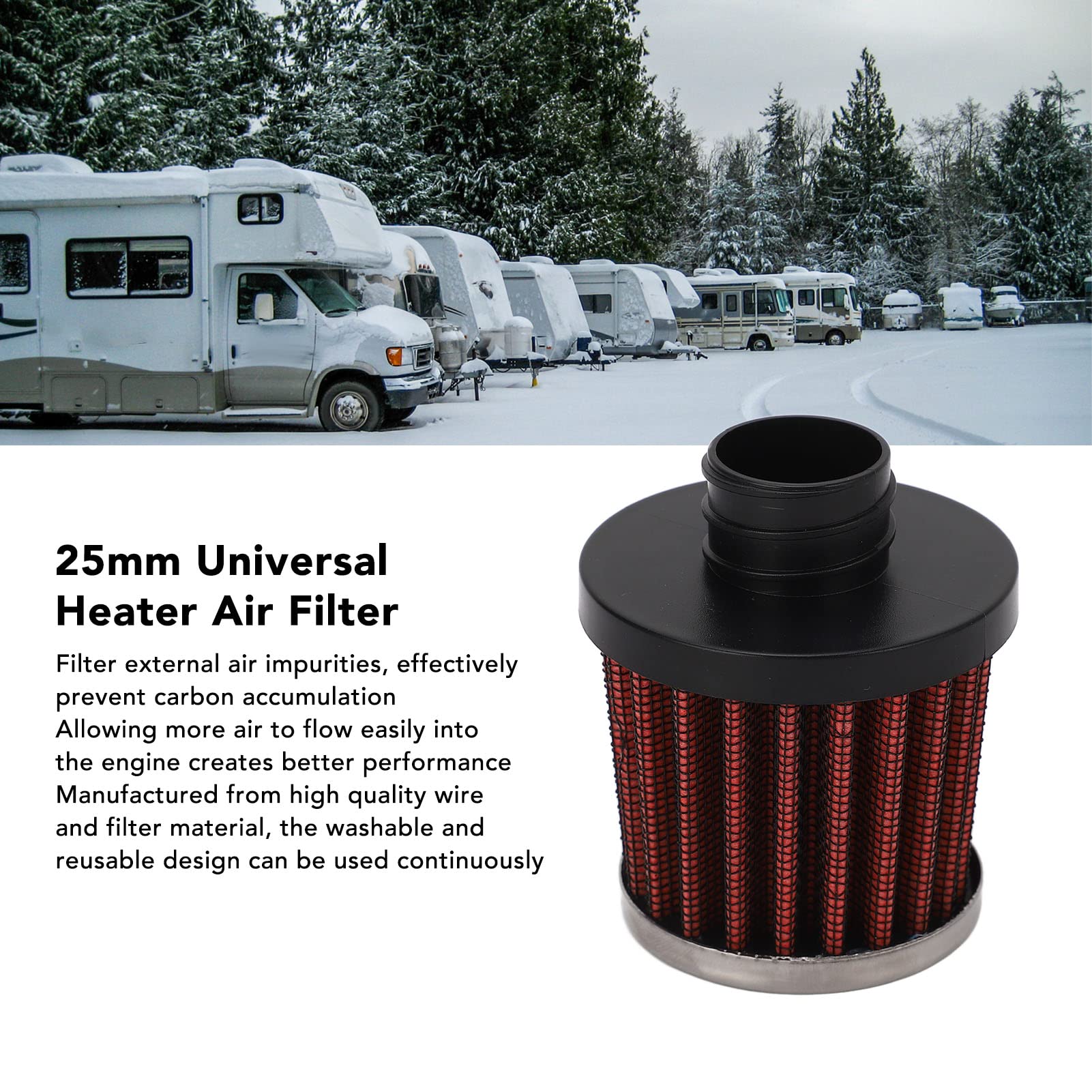 Filtr wlotowy powietrza do ogrzewania postojowego Webasto 25 mm 25mm intake air filter wielokrotnego u?ytku, trwa?y webasto air filter Filtri aria motore