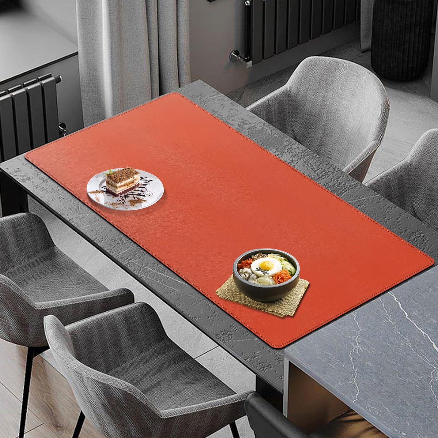 ZORESYN Large Mouse Pads (39.4" x 19.7") - PU Leather Extended Large Gaming Mousepad Desk Mat - Nonslip Base and Waterproof Desktop Keyboard Extended Mouse Mat (Orange)