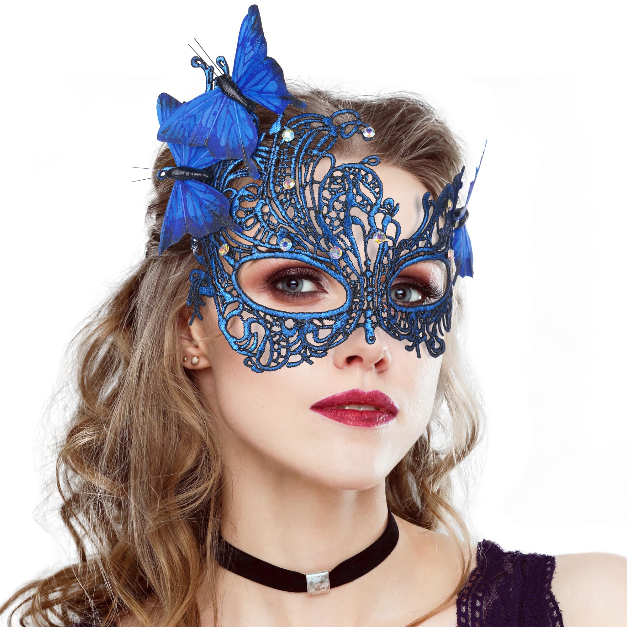 ETOFETE Halloween Butterfly Masquerade Masks for Adult Women Lace Half Face Mask Fancy Dress Cosplay Proms Carnival Accessory Costume - Image 2