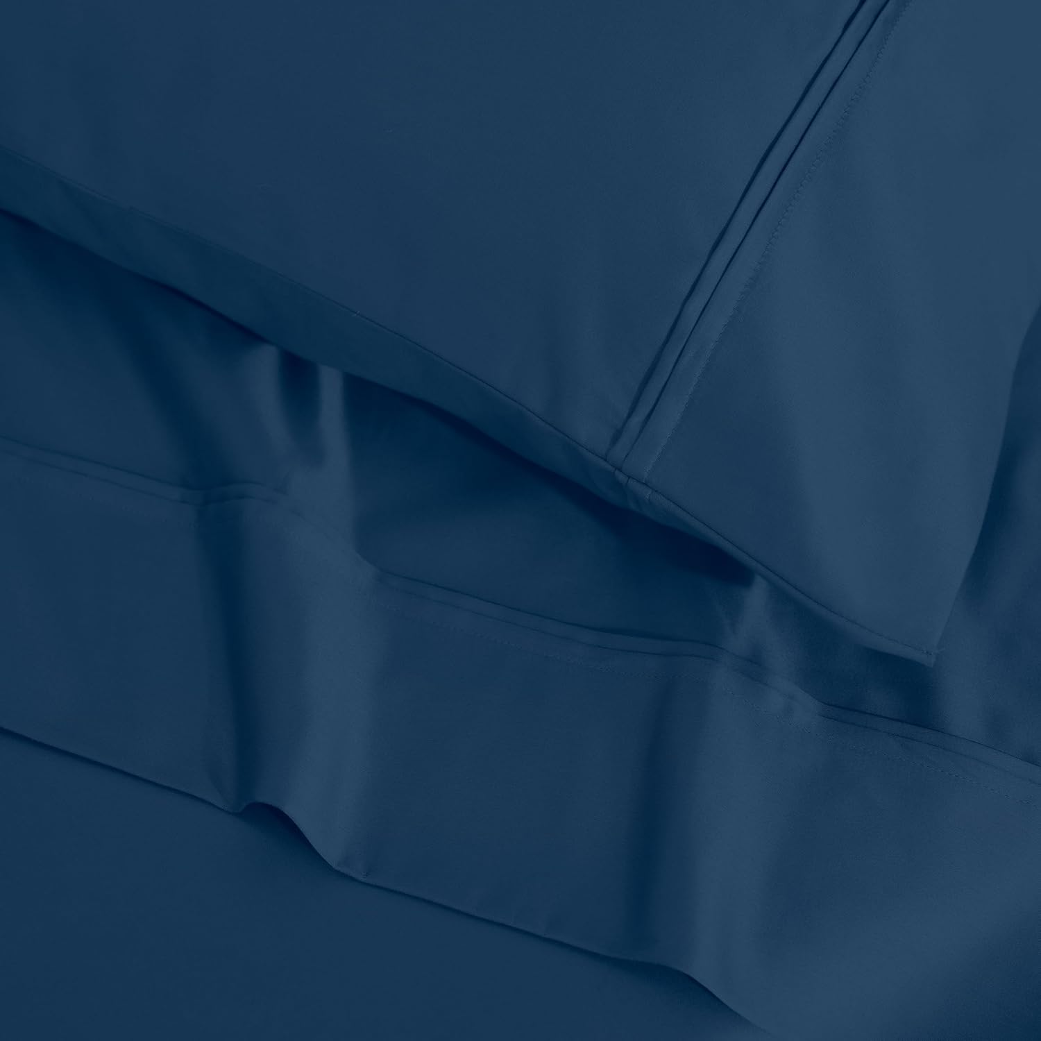 Superior 100% Egyptian Cotton 1200 Thread Count Pillowcases, Set of 2 Pillow Cases, Modern Luxury Pillow Case Cover, Comfort Basics, Bedding Essentials, Bed Accents, 2 Pack - King Size, Navy Blue