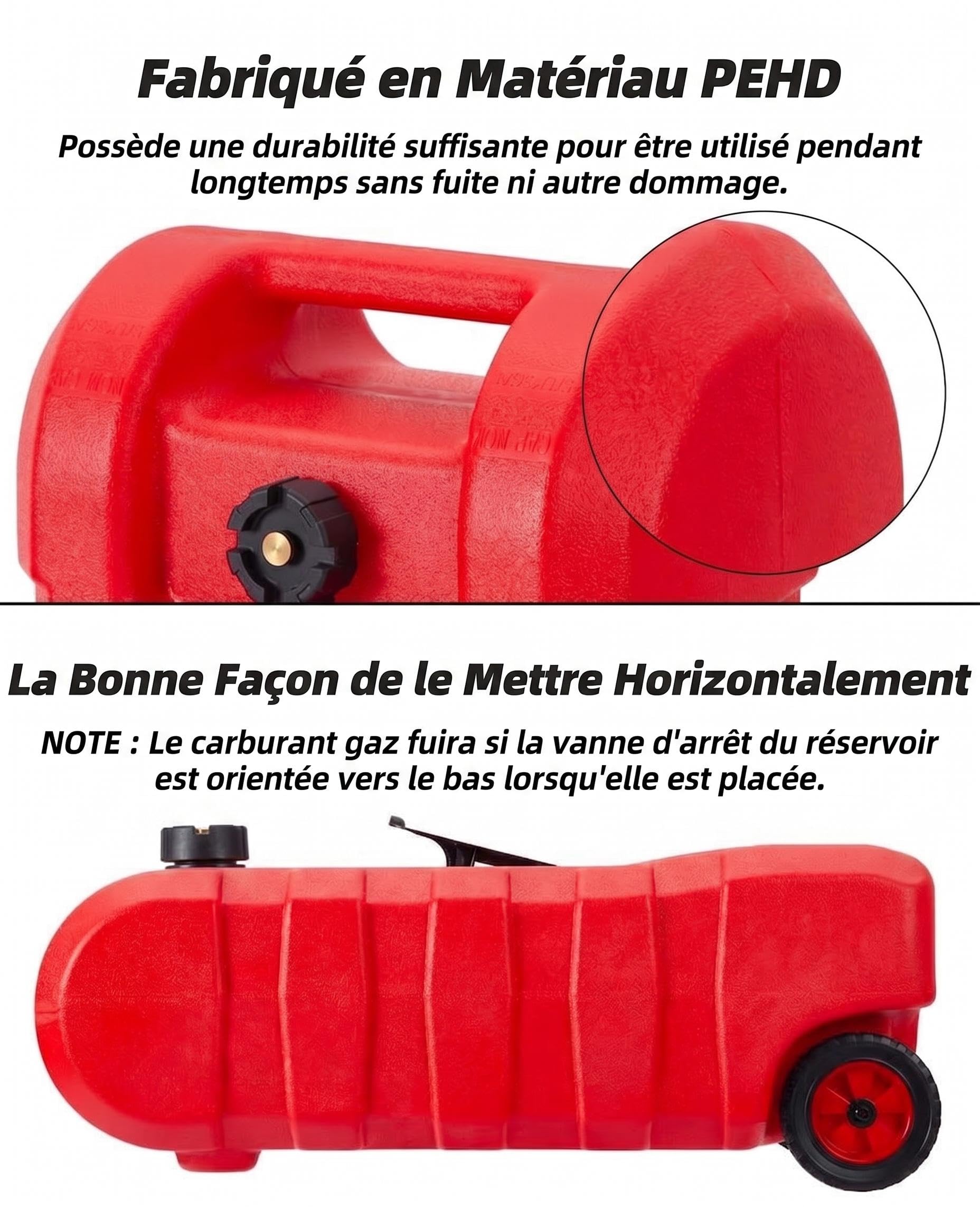 Garvee Réservoir Carburant 57L sur Roues avec Pompe Manuelle