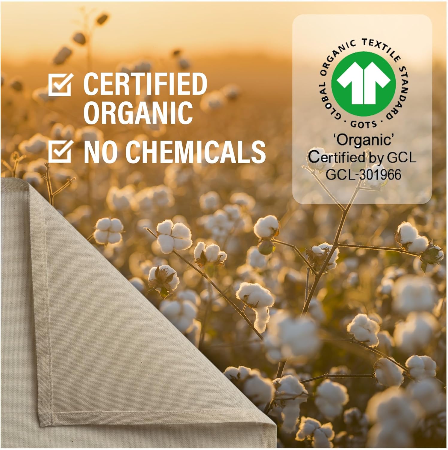 Organic Unbleached Cotton Cheesecloth – GOTS Certified Reusable Hemmed Muslin Straining Cloth for Cooking & Kitchen, 2 Squares, 23" x 23" (58 x 58 cm)