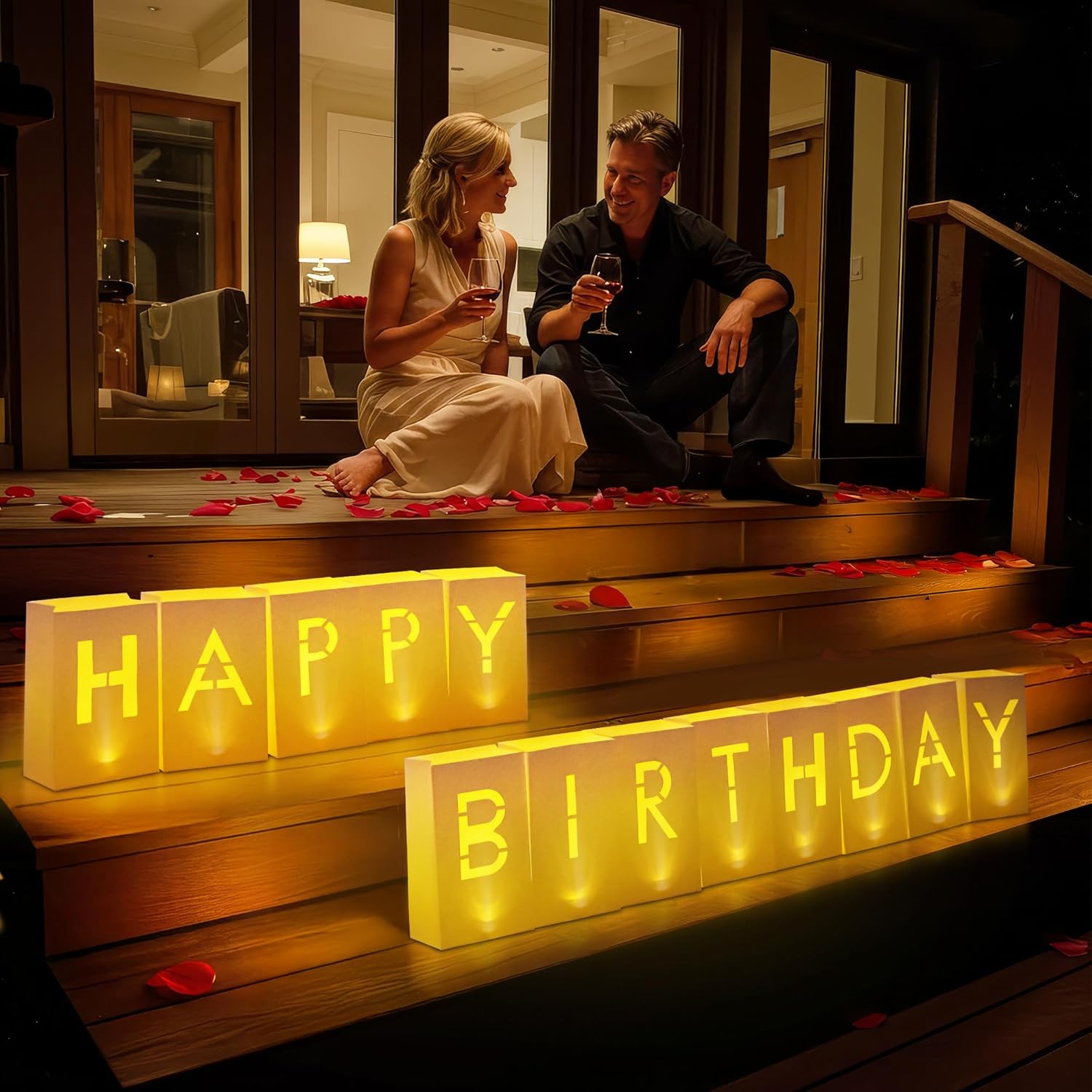 “Happy Birthday” Light up Letters - Luminary Paper Bags for Birthday Banner and Sign thumbnail