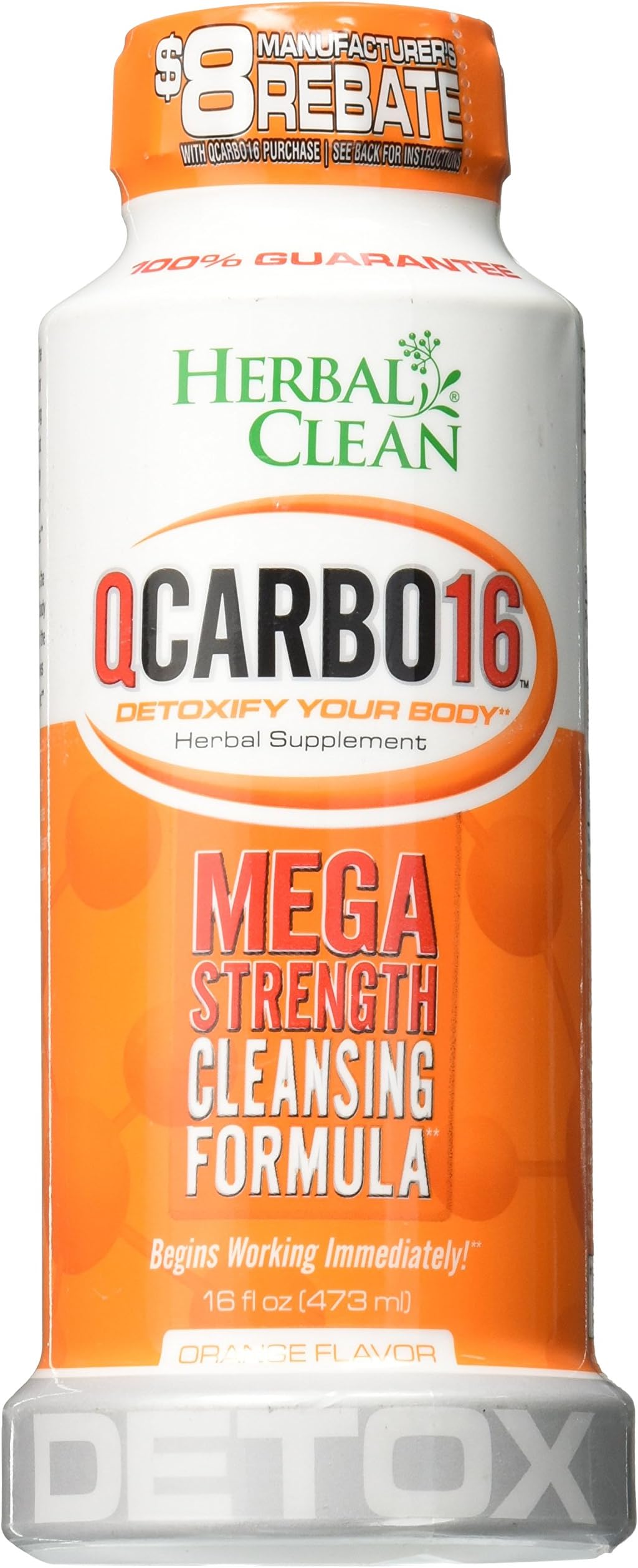 Herbal Clean QCarrbo16 Detox, Orange, 16 Fluid Ounce