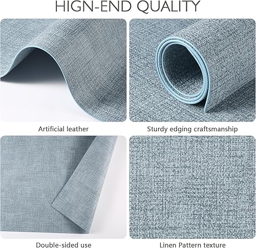 Miniatura 4 de Juego de 6 manteles individuales de piel sintética lavables para mesa de cocina, resistentes al calor, impermeables, fáciles de limpiar,