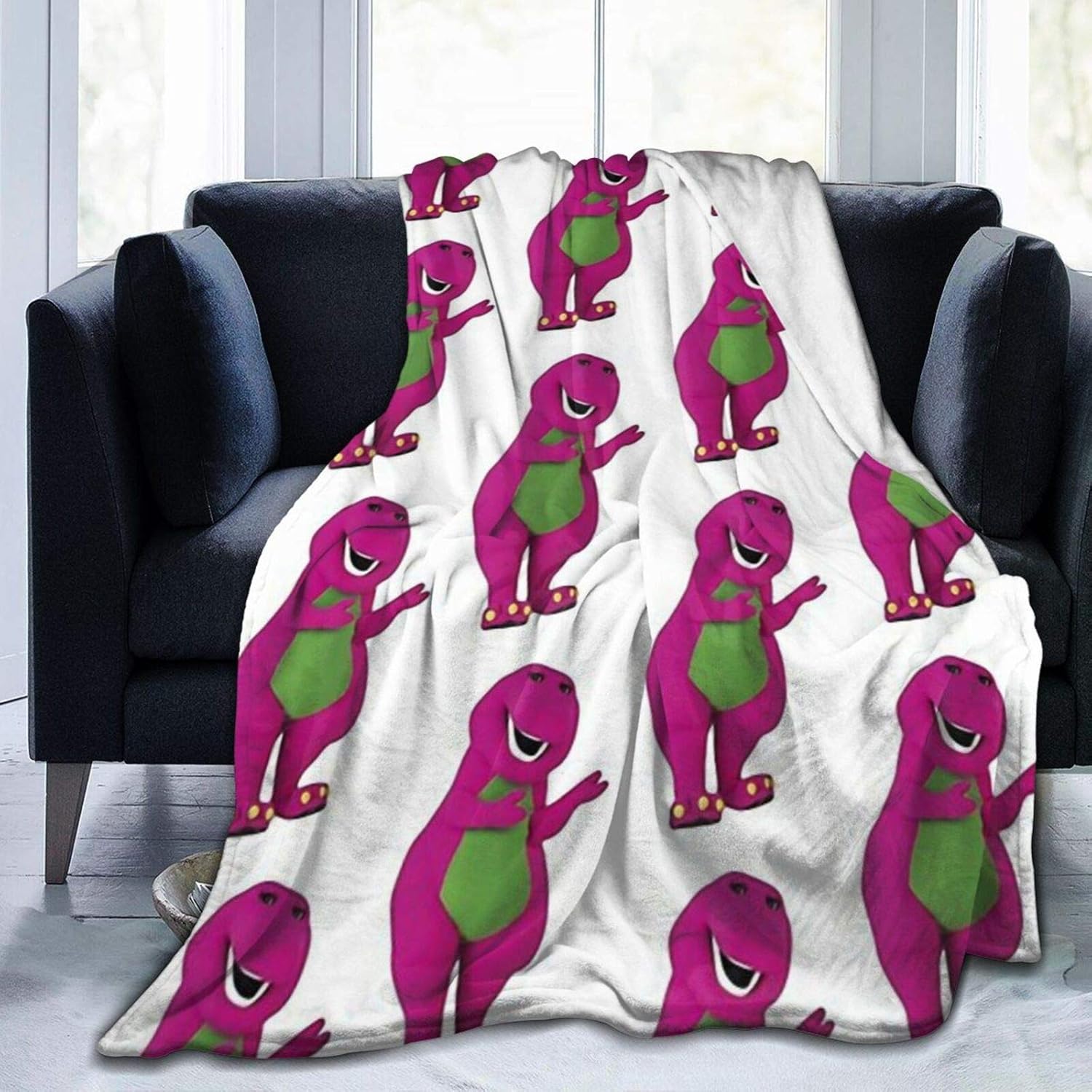 Jupsero Throw Blanket Barney The Dinosaur Ultra Soft Lightweight