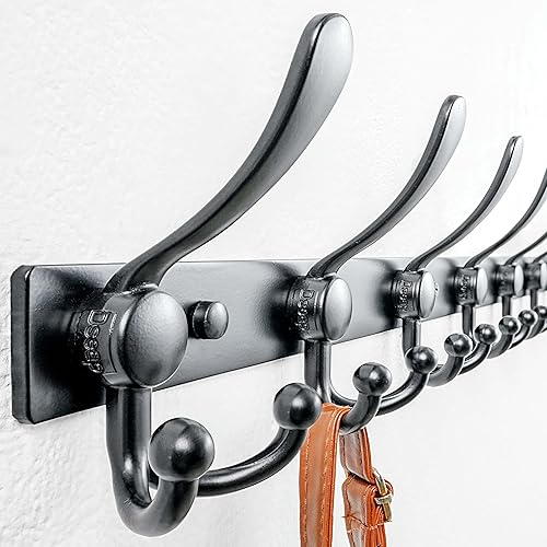 Miniatura 2 de Dseap MaxStrong 2.0 - Perchero de pared de 37 pulgadas de largo, 10 ganchos tri, de acero inoxidable ultra resistente, para colgar abrigos,
