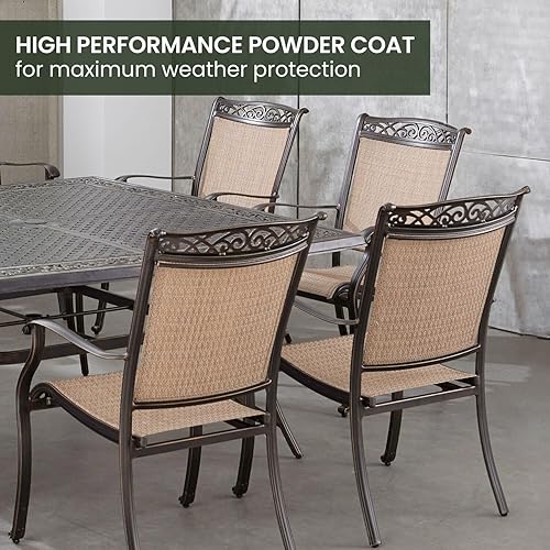 Miniatura 6 de Hanover Fontana Juego de comedor de 9 piezas con 8 sillas de cabestrillo y una mesa cuadrada de 59.8in, FNTDN9PCSQC muebles de exterior, color marrón