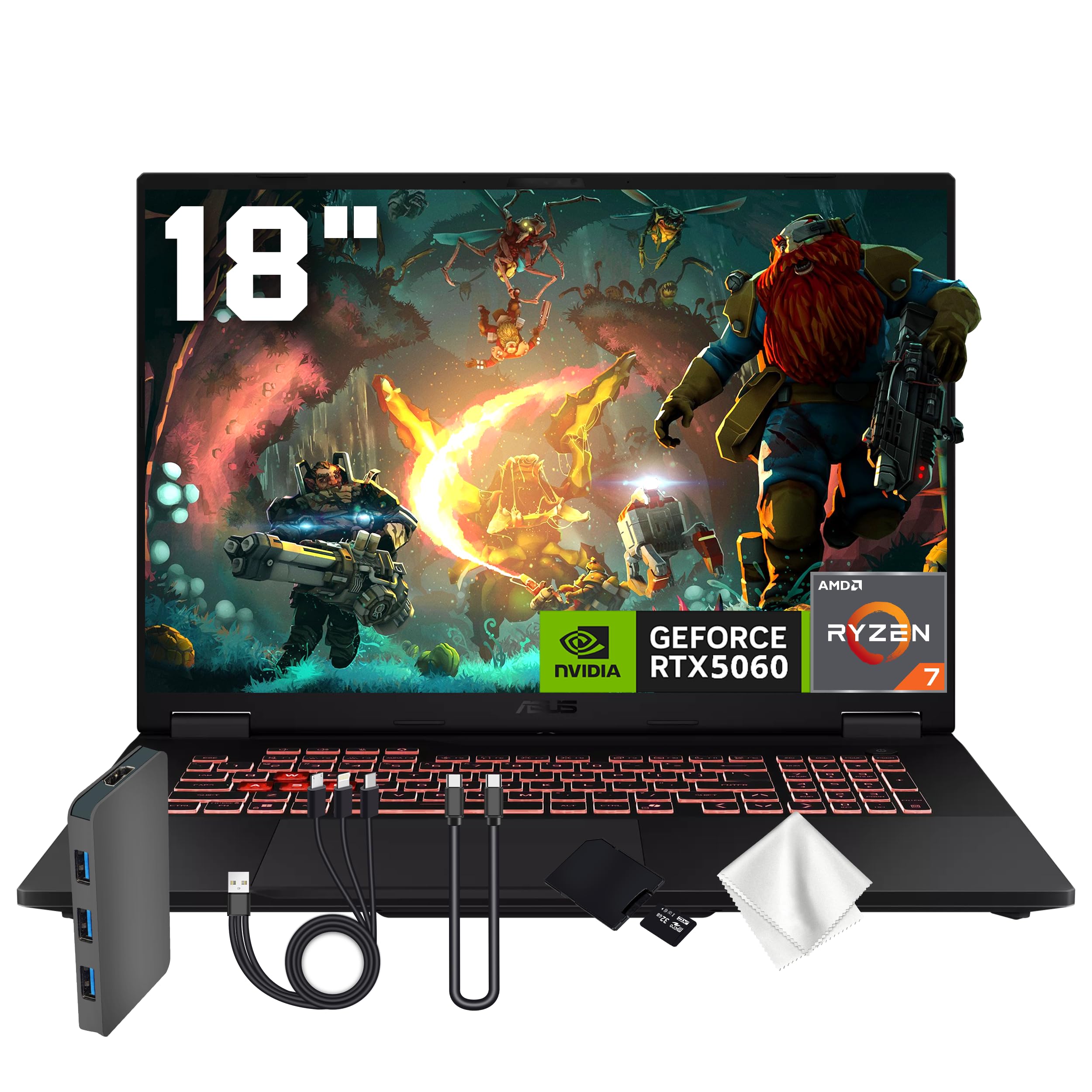 TUF A18 18" WUXGA 144Hz Gaming Laptop, AMD Ryzen 7 260, NVIDIA GeForce RTX 5060 8GB GDDR7…