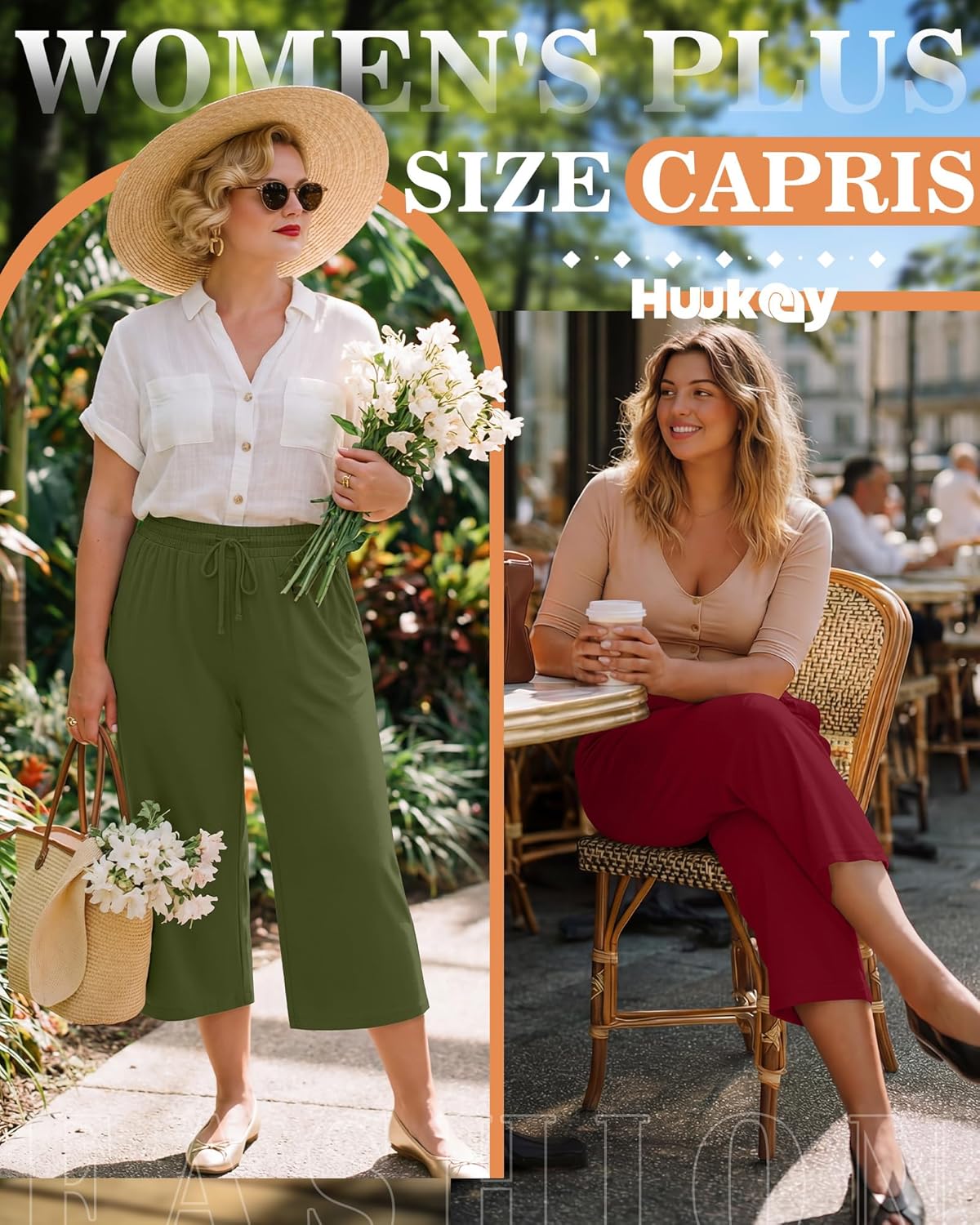 Huukeay 3 Pack Women's Plus Size Capris Wide Leg Yoga Capri Sweatpants Drawstring Loose Fit Summer Cropped Pants with Pockets - Image 3