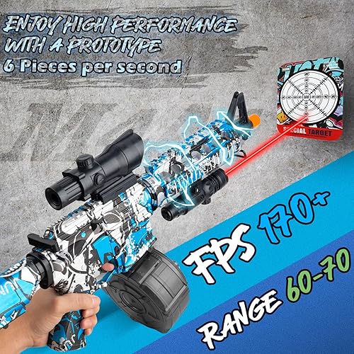 Vista 11 de Lanzador de bolas de gel grande con tambor y 60,000 rondas, lanzador eléctrico de gel automático y manual Rojo,Multicolor
