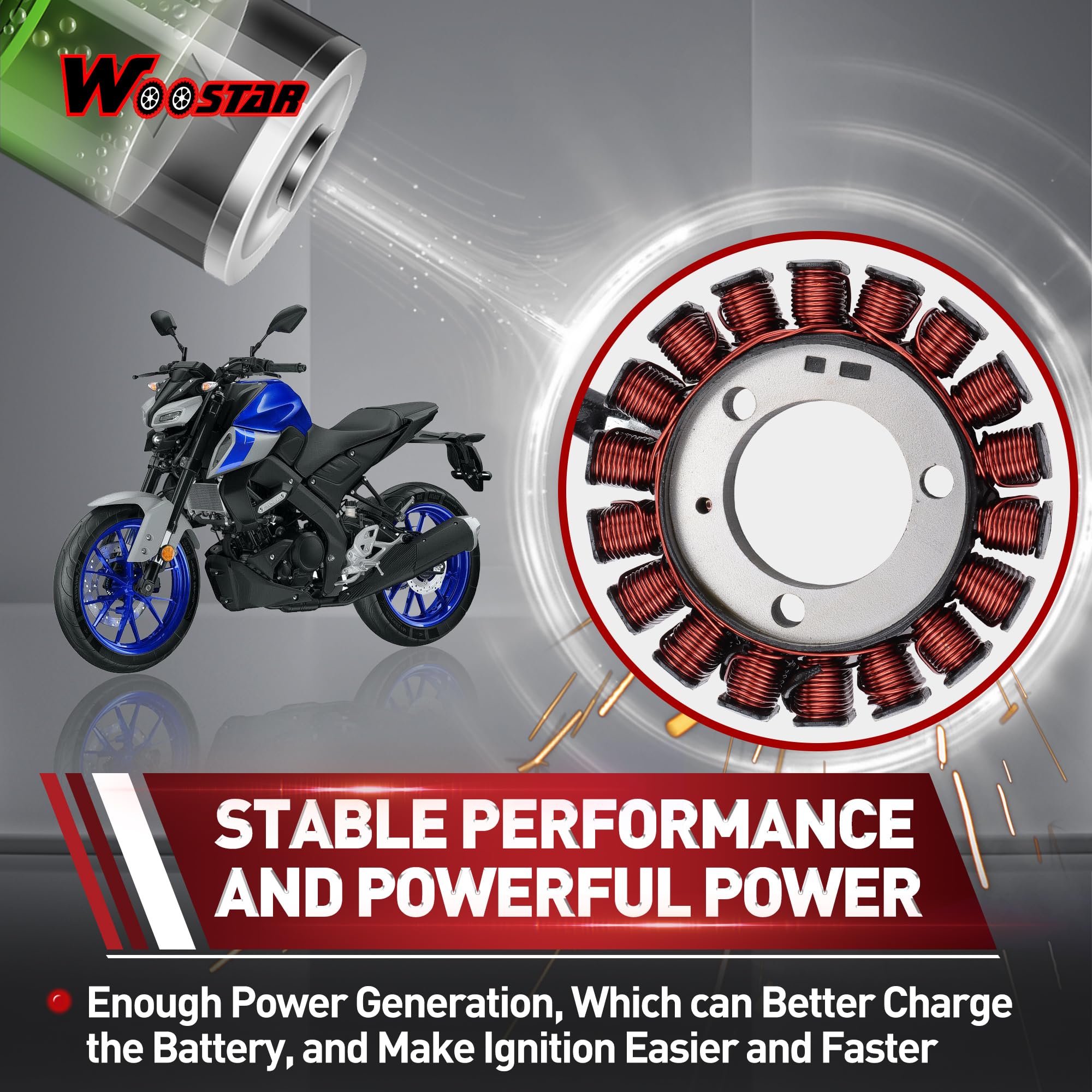 WOOSTAR 18 Bobinas 5 Cable Estator Magneto Reemplazo para YZF-R15 YZF-R125 MT125 WR125 YZF R125 YZF-R YZF R 125 FZ150 Motocicletas