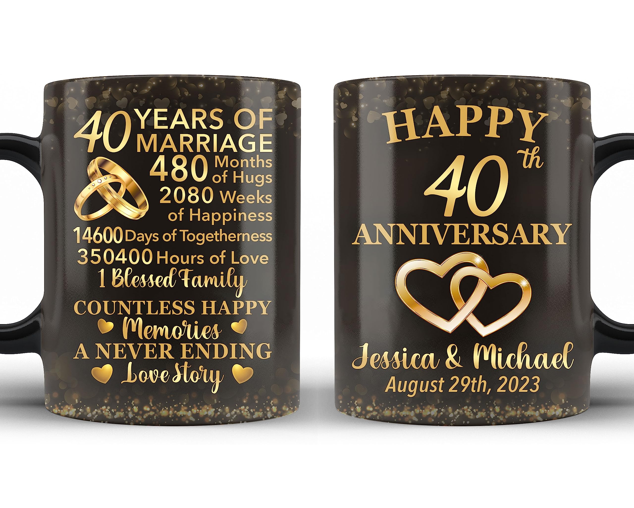 Amazon.com: 40 Years of Marriage Gift Personalized Coffee Mug Happy 40th  Anniversary Travel Cups Wedding Celebration for Couple Husband Wife Mom Dad  Birthday Valentines Floral Ceramic Drinking Tea Cup 15oz 11oz :