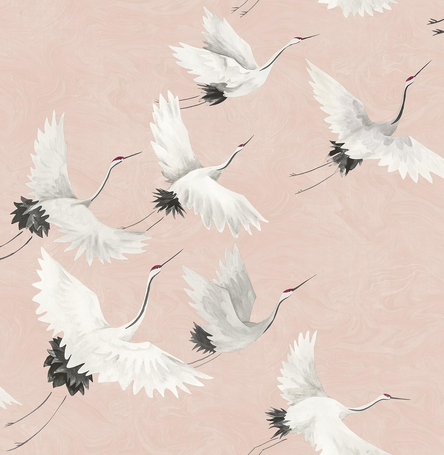 A-Street Prints 2764-24305 Windsong Crane Wallpaper, Pink