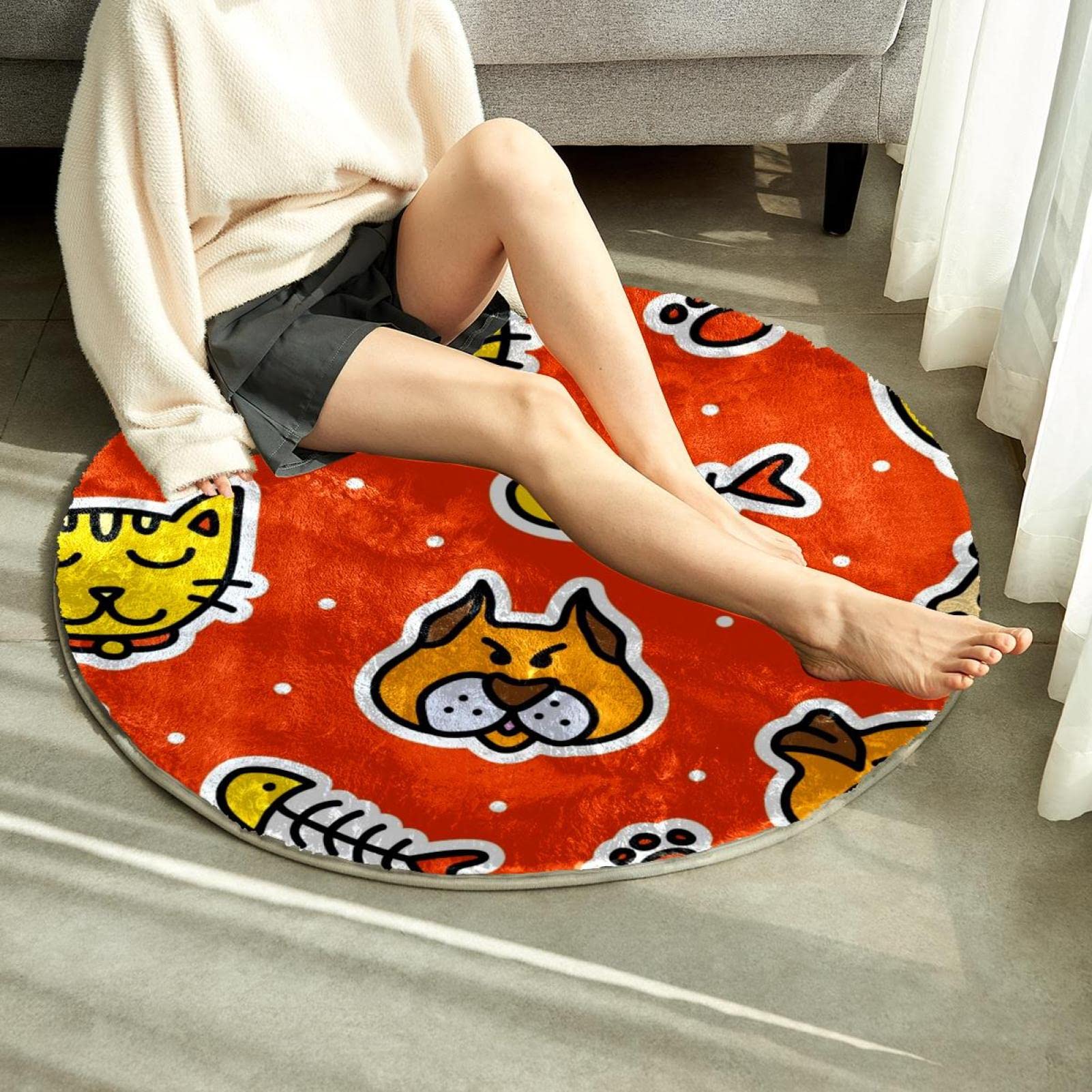 Tapis moelleux personnalisé en fausse fourrure pour chat et chien Orange