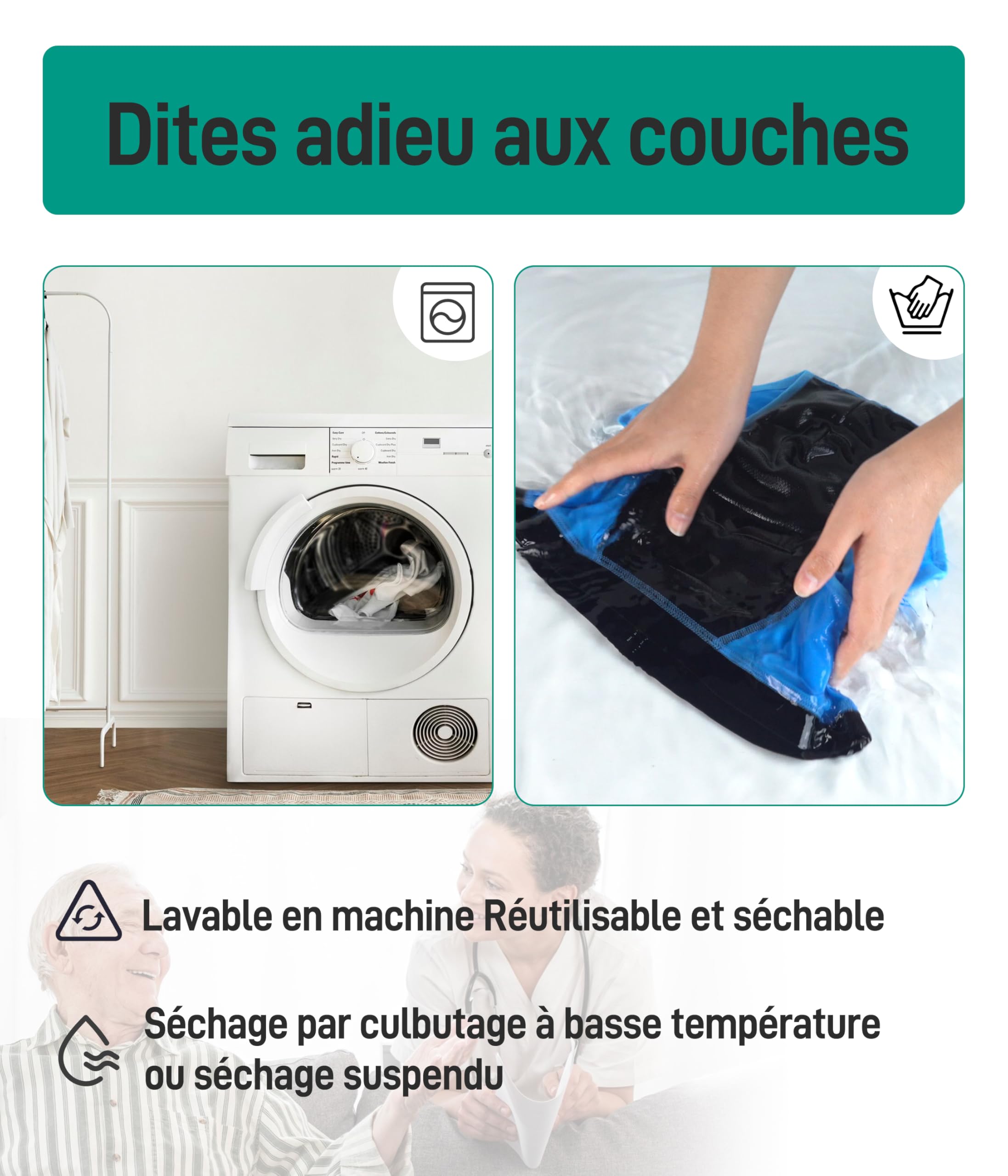Lot de 3 Slip Incontinence Homme, Coton Lavable Caleçons Incontinence Hommes Culottes avec 150 ml,Réutilisable,Sous-Vêtements Anti-Fuite(Multicolor,2XL)