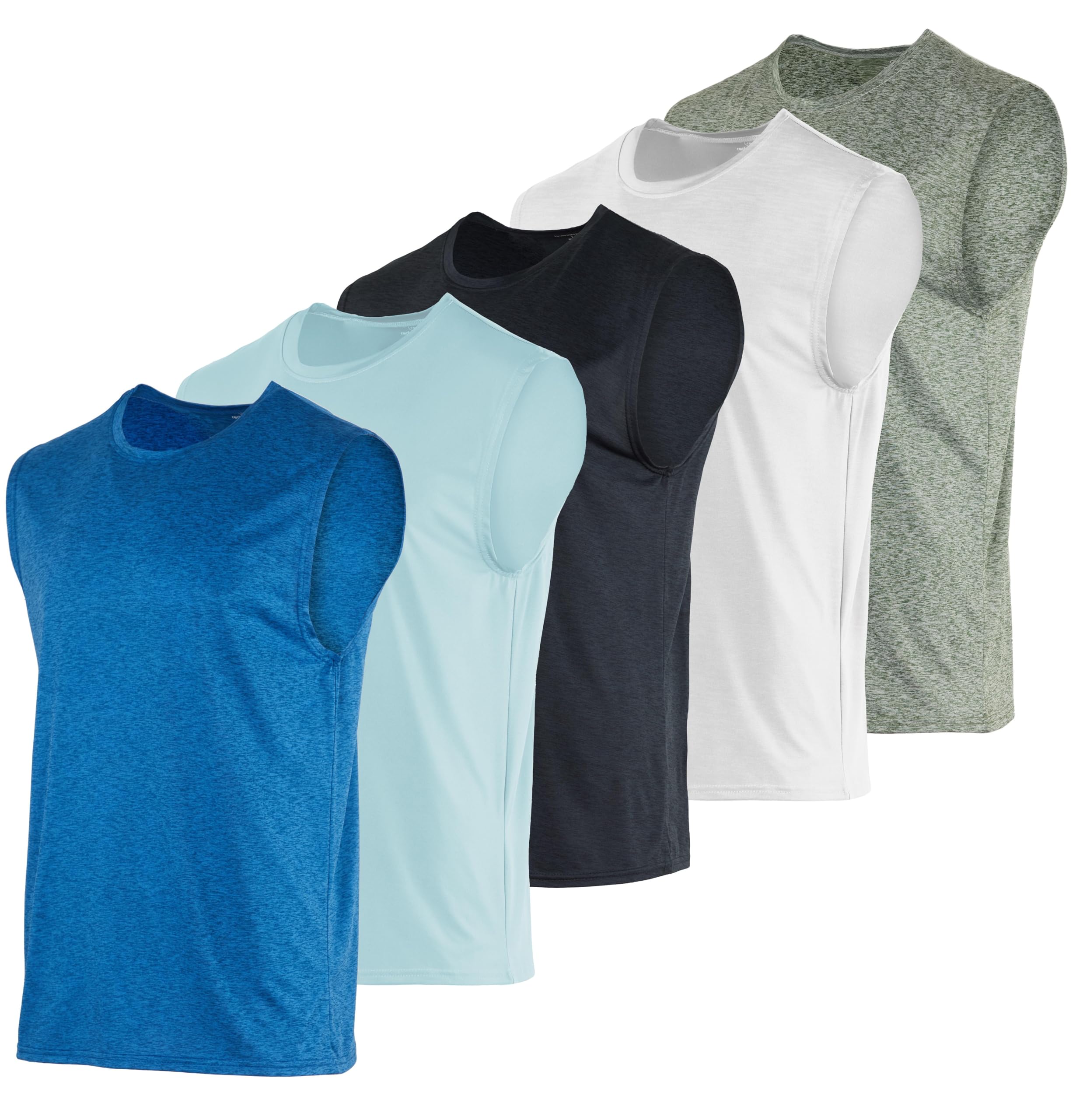 Real Essentials 3 & 5 Pack:Men's Dry Fit Workout Running Tank Top Gym Sleeveless Muscle Athletic Shirt (Big & Tall Available)
