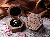 Vista 3 de Personalized Wedding Ring Box for wedding Ceremony, Custom Double Ring Holder - By NorthStar Engraving