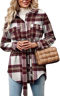 Women's 2023 Fashion Winter Trench Coats Lapel Button Down Peacoat Belted Outwear Casual Jackets