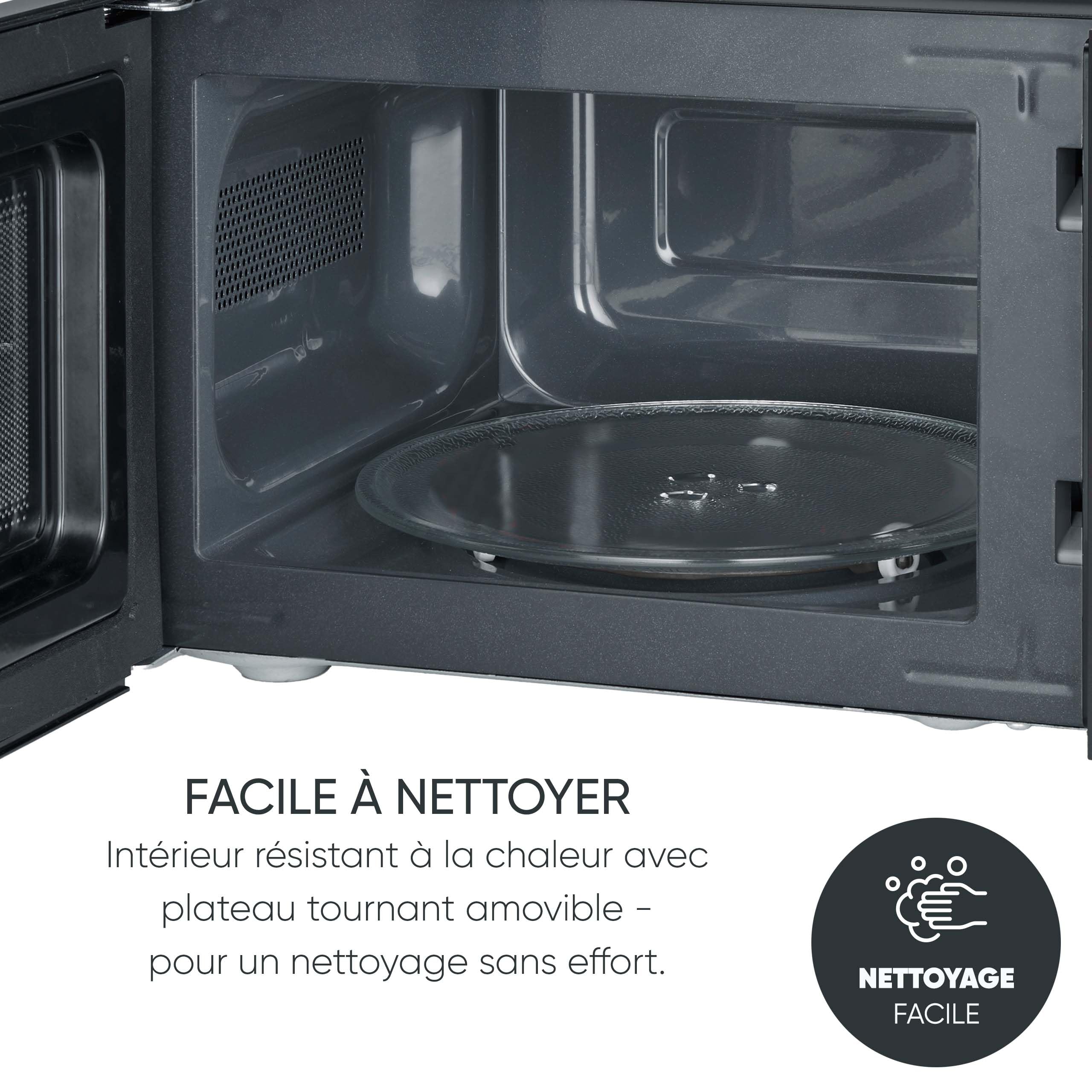 SEVERIN Four Micro-ondes, Gril 900W, 19 L, 9 niveaux de puissance, Minuteur 30 min, Plateau tournant amovible (Ø24,5cm), Noir, MW 9182