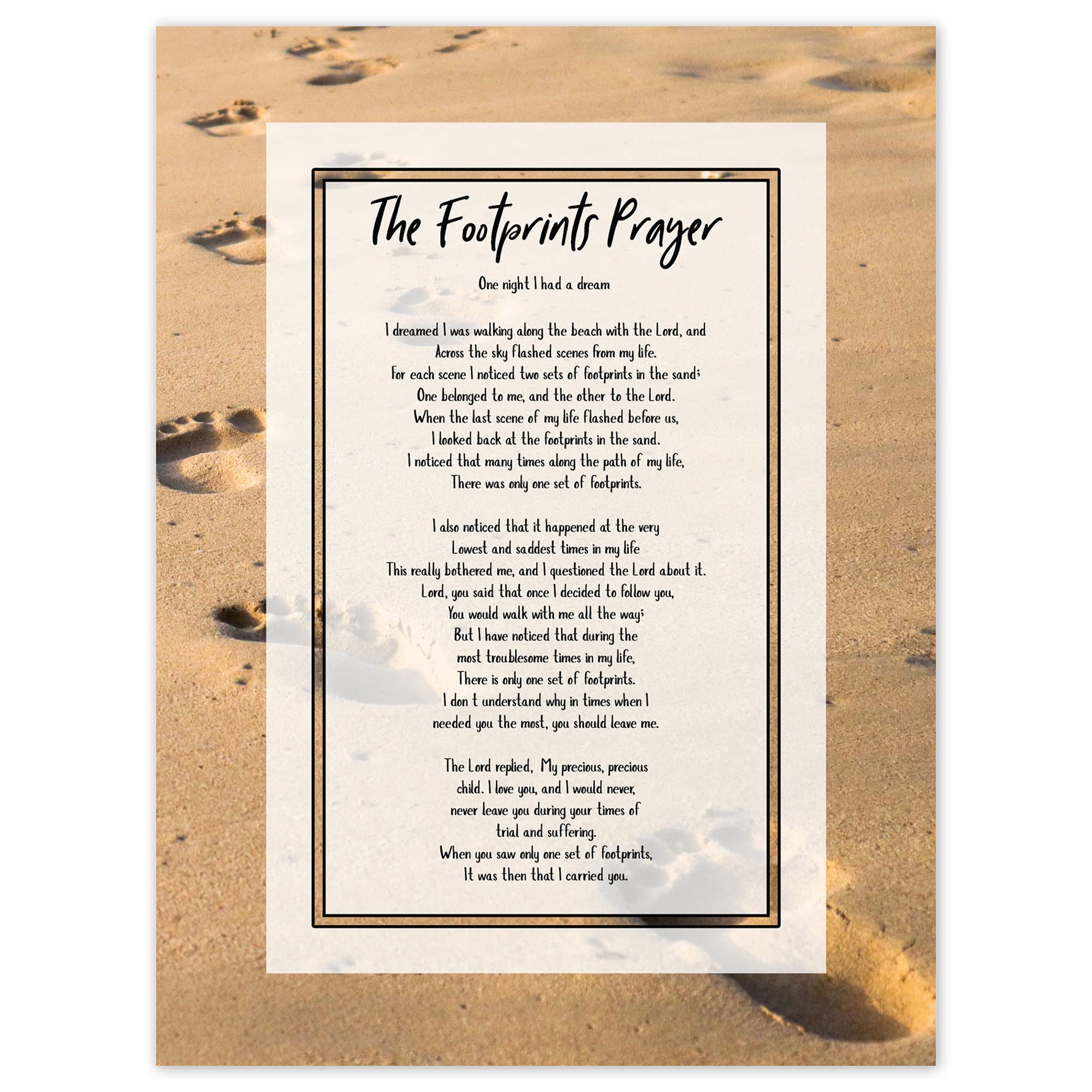 Artery8 Jesus Lord Footprints In The Sand Poem Inspirational Large Wall Art Poster Print Thick Paper 18X24 Inch