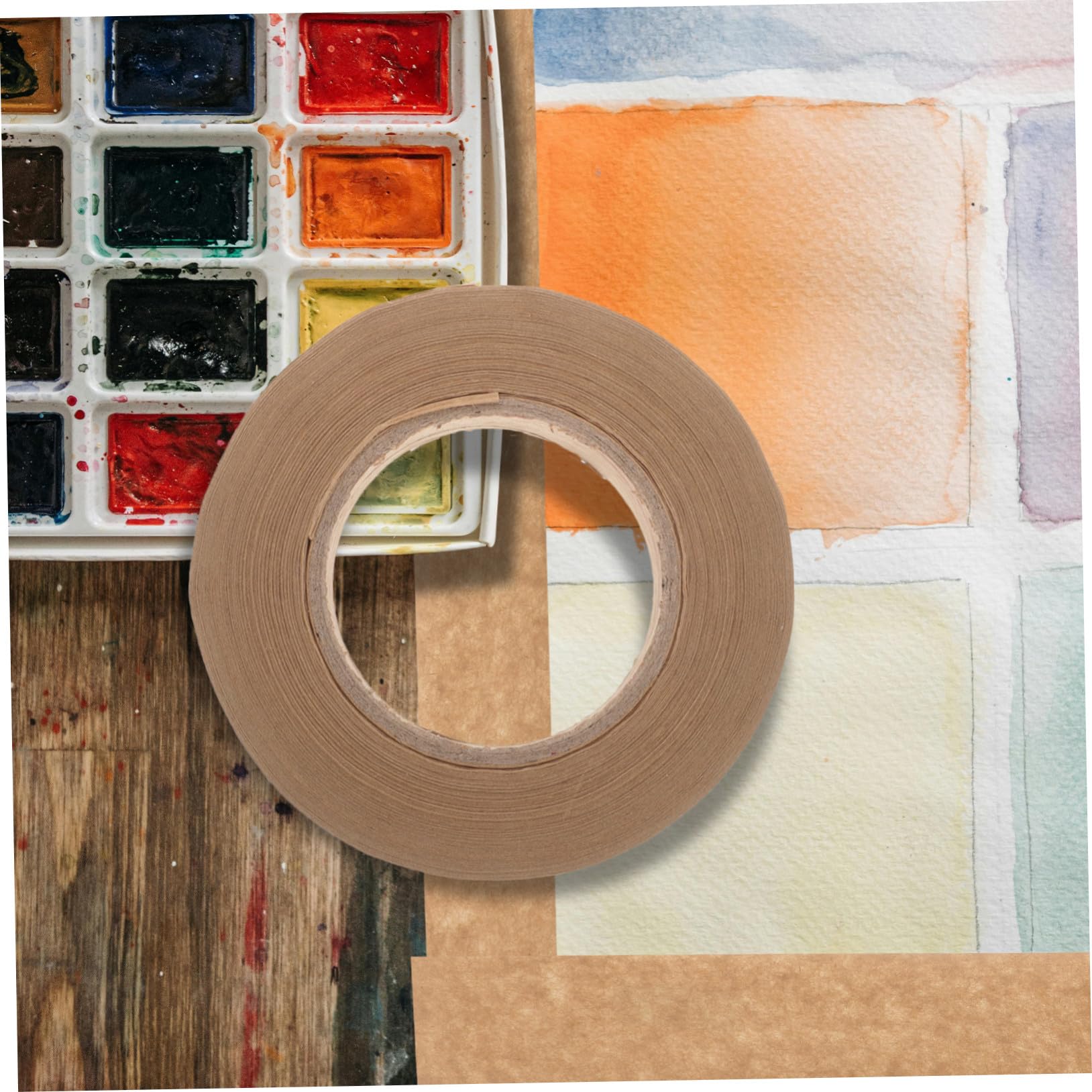 WOONEKY 2 Rollos Cinta Activada Por Agua Para Enmarcar Fotos Y Pintura Cinta Adhesiva De Papel Engomado Para Acuarela Uso Multifuncional Para DecoracióN Y Embalaje ArtíStico