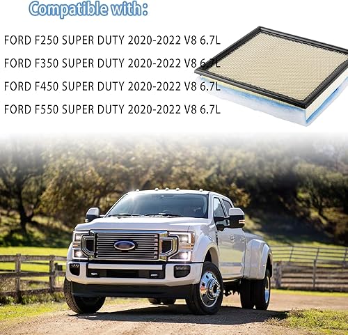 Miniatura 2 de Filtro de aire de motor FA-2031 compatible con Ford F250 F350 F450 F550 6.7L Powerstroke Diesel 2020-2022 que reemplaza a FA2031 LC3Z-9601B WA10905