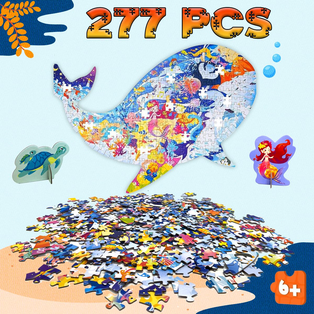 Xwin 277 Pcs Whale Puzzle for Kids Learning Educational for Children & Adults Indoor Cardboard Puzzle Pieces Game Toy for Boys and Girls Perfect Sea Life Game - Image 4