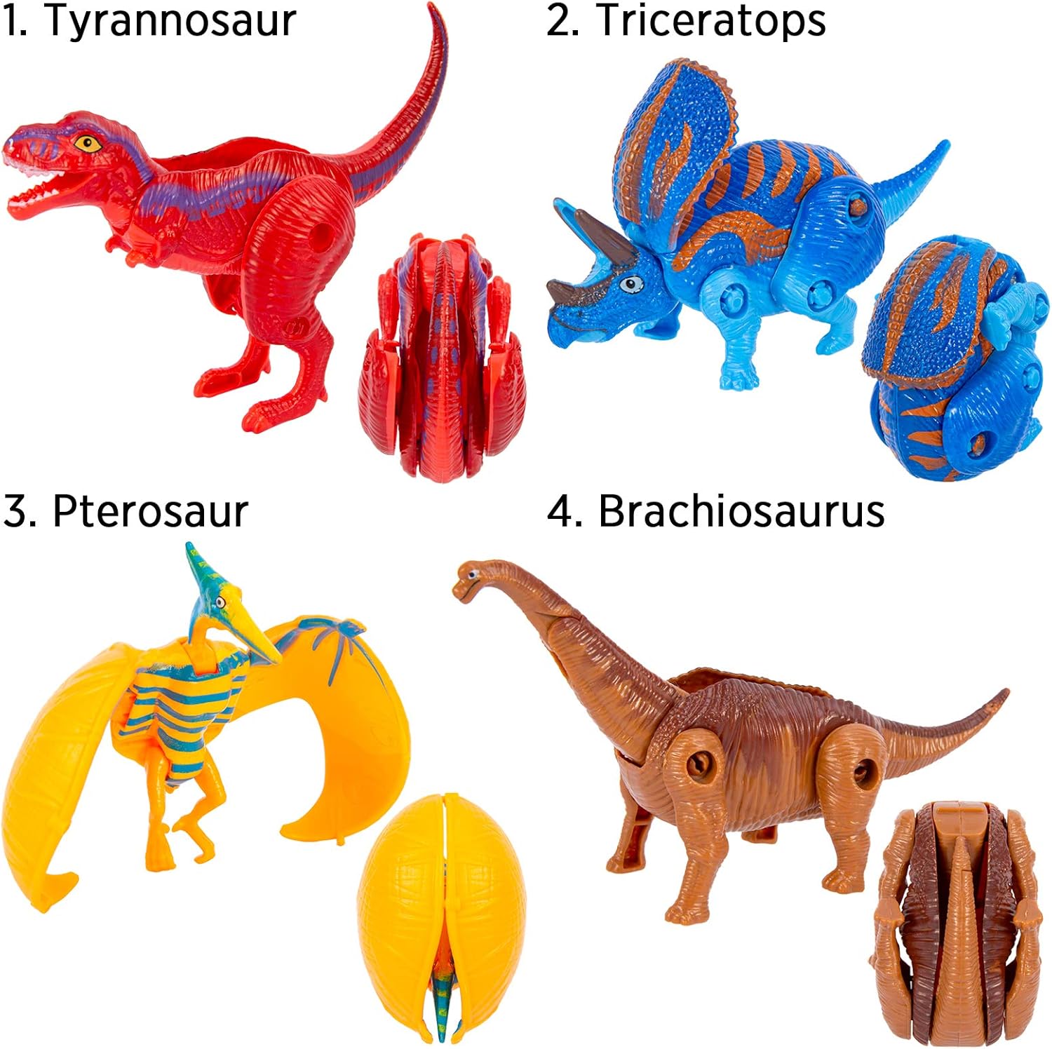 4 Pack Easter Hatching Eggs Dinosaur Toys Filled with Jumbo Deformable Transforming Dinosaur Toys Plastic Surprise Eggs Easter Basket Stuffers Fillers for Easter Eggs Hunt Party Favor Classroom Prize