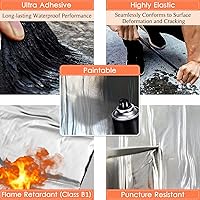 Vista 4 de BXI Cinta Membrana de Rollo Intermitente, 6 pulgadas X 32 pies Cinta de Sellado de Parche Impermeable Gruesa, Asfalto Engomado Modificado SBS