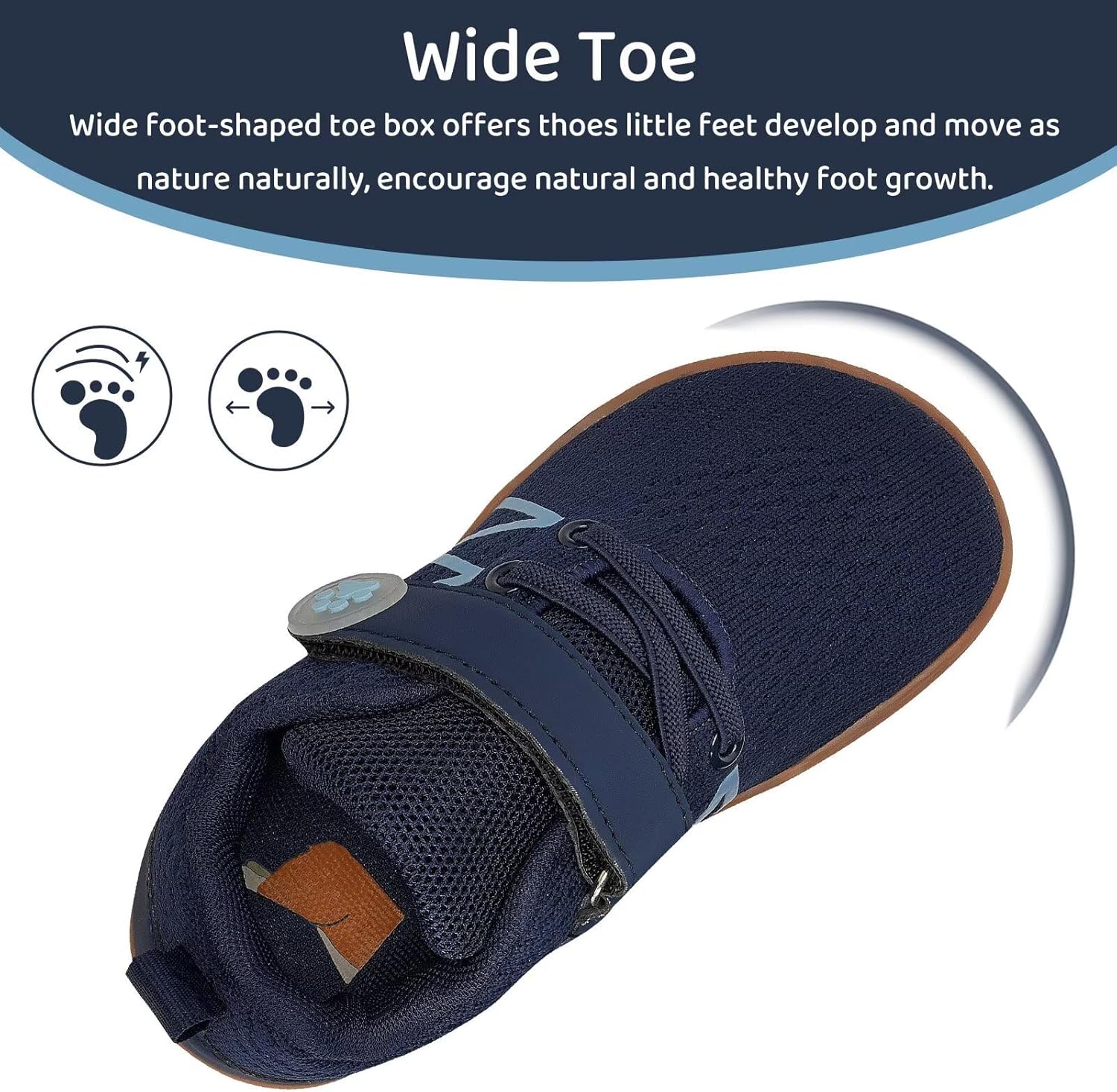 WateLves Wide Toddler Barefoot Shoes Little Kids Boys Girls Walking Tennis Sneakers with Breathable Mesh Zero Drop Sole Adjustable Strap - Image 4