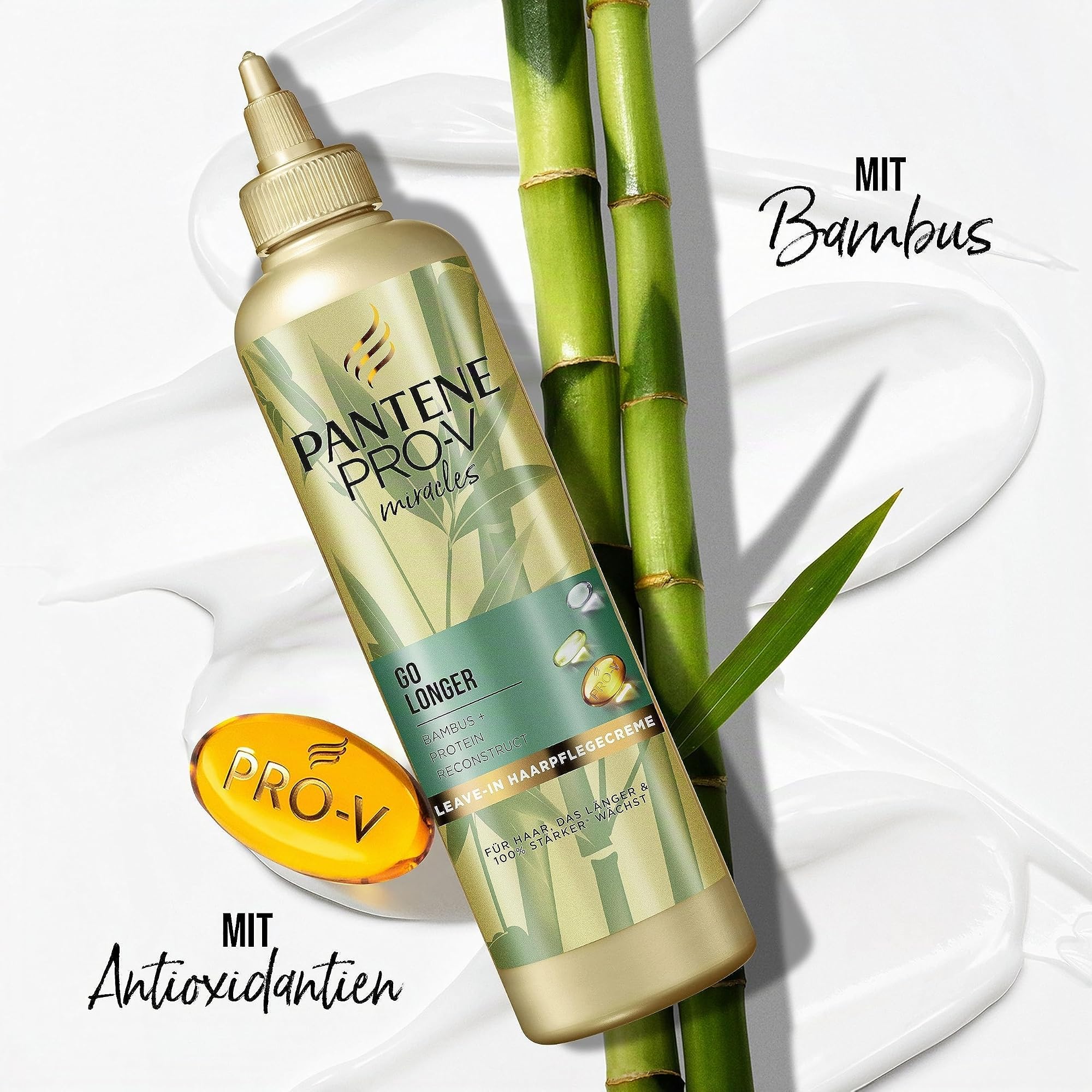 Pantene Pro-V Miracles Go Longer Protein Reconstruct Leave-in (6 x 270 ml), Haarpflegecreme mit Bambus und Protein, fördert das Haarwachstum und baut das Haar wieder auf