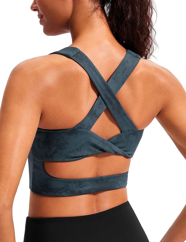 Sports Bras for Women Criss-Cross Back Padded Workout Tank Tops Medium Support Crop Tops for Women