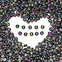 Vista 28 de 800 cuentas redondas blancas de letras del alfabeto acrílico de 4x7mm de la A a la Z, formas mixtas de plástico, cuentas sueltas a granel